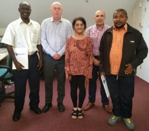 From left Umar Candia- Senior Psychiatric Clinical Officer, Martin Atchison, Maria Albanese, Chris Mansell and Thomas Tutamwebwa-Psychiatric Clinical Officer